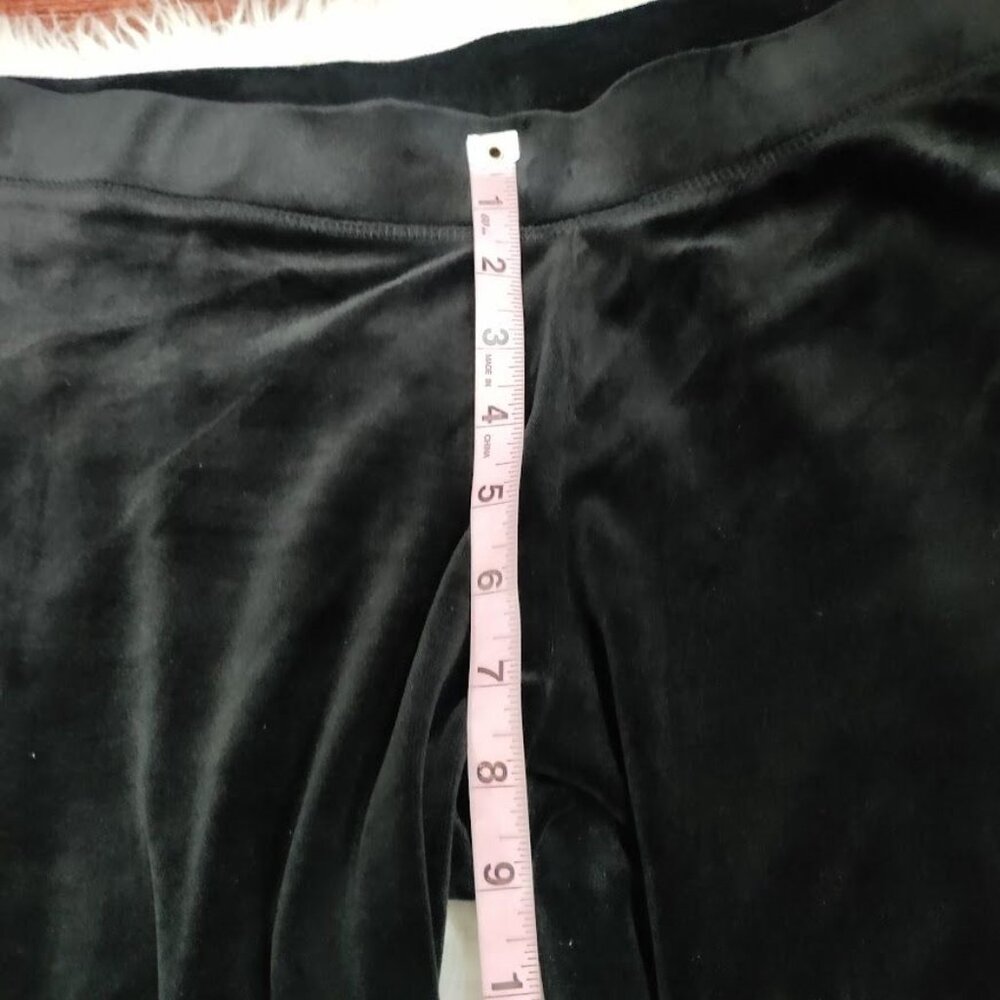Juicy Couture Womens M/L Low Waist Velour Rhinestone Logo Wide Leg Pants Black - Picture 9 of 11